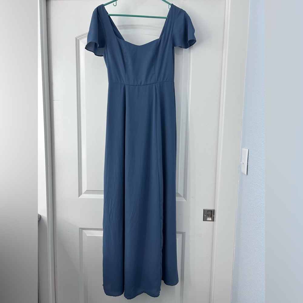 Elegant Blue Off-Shoulder Dress